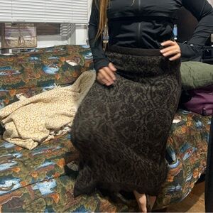 Peruvian Connection Black and Brown Pencil Skirt